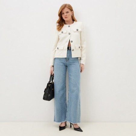 Women's tweed jacket mist r.48, milk-1