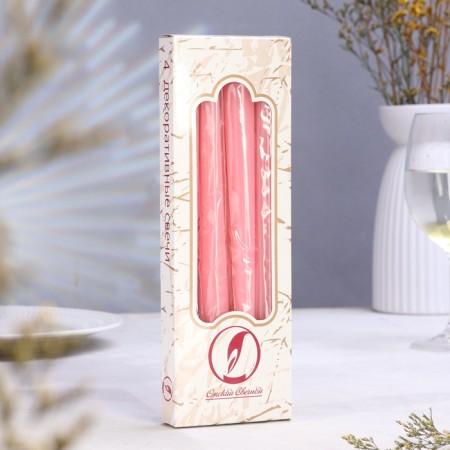 A set of antique candles, 2.3x 24.5 cm, 5 hours, 55 g, 4 pieces, light pink-1