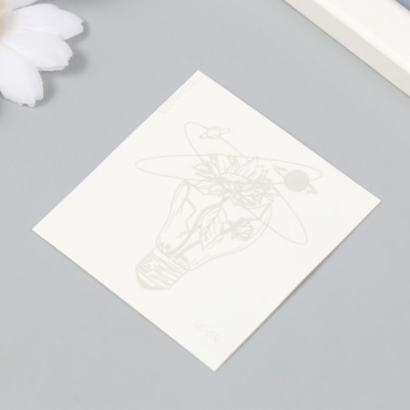 Tattoo on the body is blue waterproof "chamomile in a broken light bulb" 6x6 cm-1