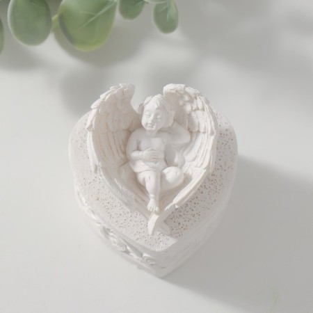 Polystone box "Snowty angel sleeps in the wings" 5.5x5.2x5.7 cm-3