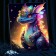 Picture on numbers with crystal crystals, 40 × 50 cm "Neon Dragon" 28 colors