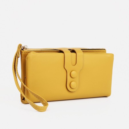 Women's wallet on the button, yellow color