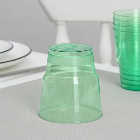A glass of plastic disposable "Crystal", 200 ml, green color-1