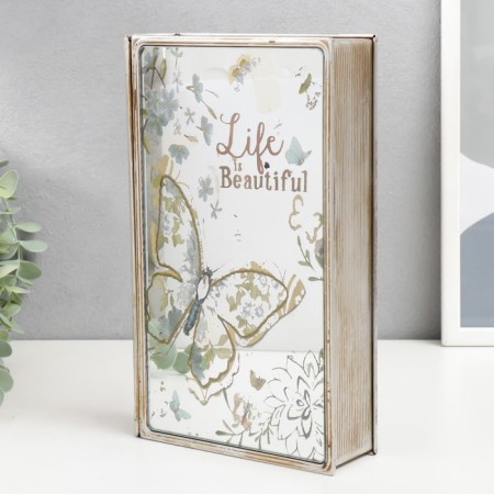 Broke Book Metal, glass "Butterfly. Life is beautiful" 26x16x5 cm-1