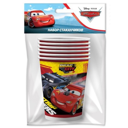 A set of paper glasses "Cars", Red-Cherry, 6 pcs., 250 ml-1
