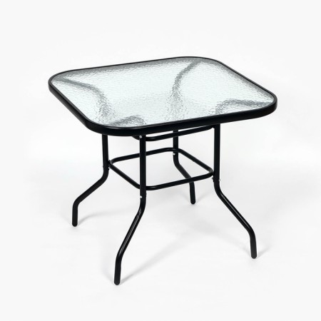 Set of garden furniture: square table and 2 gray chairs-1