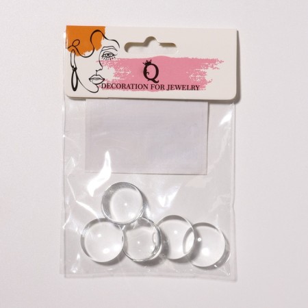 Coboson glass, circle 18 mm (set 5 pcs.), The color is transparent-2