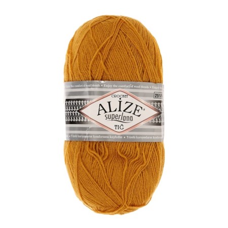 Yarn "Superlana TIG" 25% wool, 75% acrylic 570m/100g (02 saffron)-1