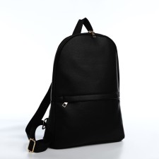Women's backpack made of artificial leather with lightning, 2 pockets, black color