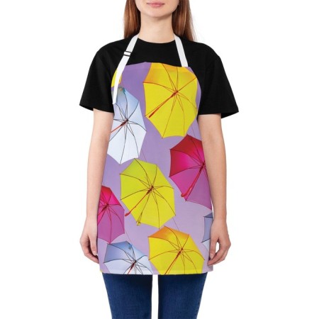 Apron kitchen with a photo print "Rainbow from umbrellas", adjustable, size OS