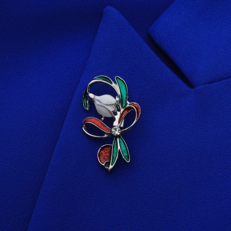 Brooch "Flower" snowdrop with a bow, color mix (indivisible packing 12 pcs., Price per pcs.)-2