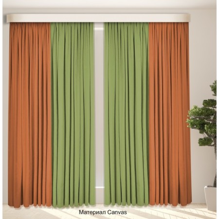 Set of curtains "Canvas", size 200x250 cm, 2 pcs, olive color, orange-1