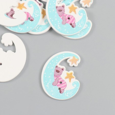 Buttons wood for creativity 2 punctures "Bear for a month" set of 15 pcs 2.8x3.4 cm