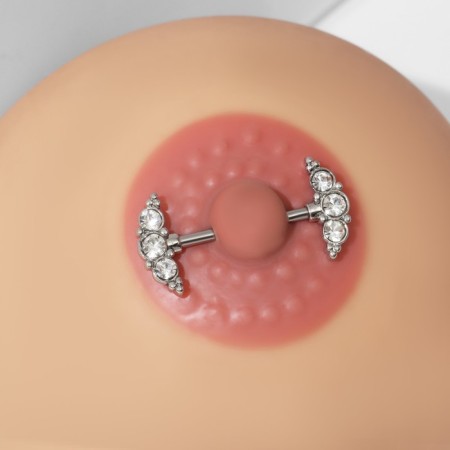 Piercing for the chest "Molecules", white color in silver-2
