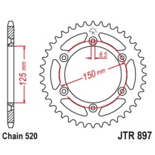 Звезда ведомая JT sprockets JTR897-44, цепь 520, 44 зубья