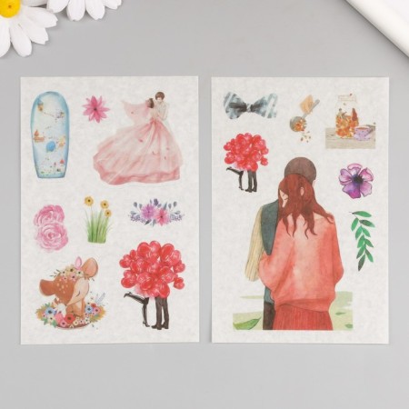 Stick Paper "Romance for two" set 6 sheets 18.6x10 cm-2