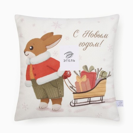 Case on the pillow Ethel "Bunny with gifts", 40*40 cm, 100 p/e, velor-5