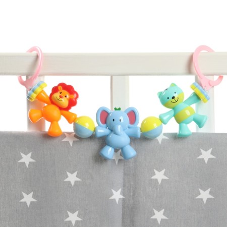 Stretching to a stroller/crib "cat, elephant, lion cub", 3 toys, color mix, crush me-1