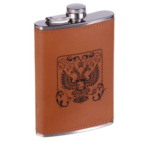 Flaw for alcohol 270 ml, "coat of arms", stainless steel, gift, army, 9 oz-1