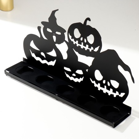 Summary Metal for 5 candles "Halloween. Pumpkin" Black 12.5x29.5x6 cm-5