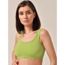 Women's top in the rub on wide straps Top SPALLA LARGA RIB, size 44-46, the color is light green