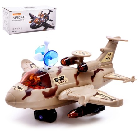The aircraft "scout", light and sound, works from batteries, brown color