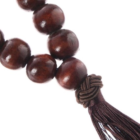 Decoration on the handle of the checkpoint, beads for luck, wood, dark cherry-2