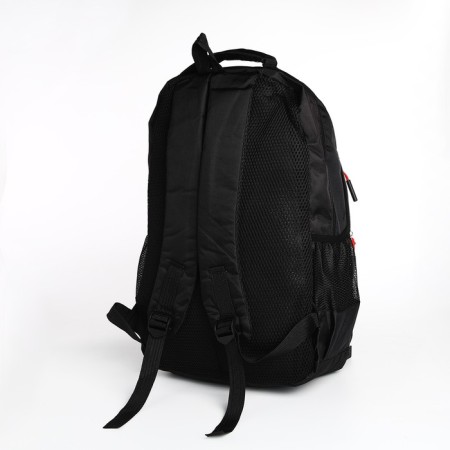 Male backpack on a zipper, 4 outer pockets, black/red color-3
