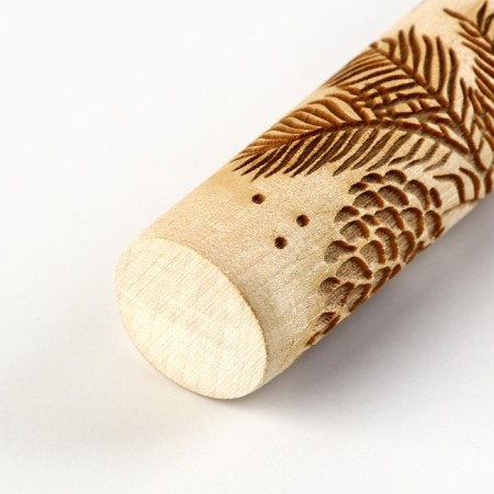 Wooden rolling pin with patterns "baking" for baking, 30 cm-4