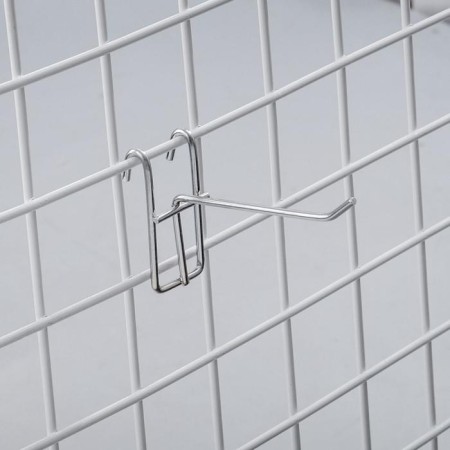 The hook on the grid is single, the color is chrome, d = 3.5 mm, l = 10 cm-1