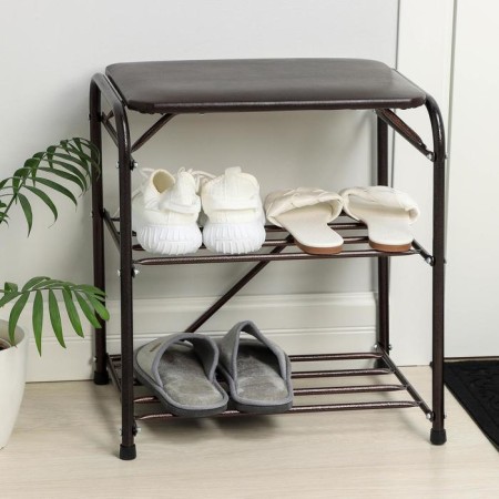 Shoe stand, 3 shelves, 45 cm, with a seat, a copper antique color-1