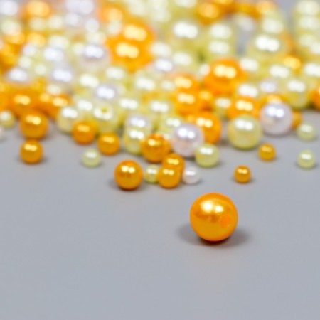 Beads for creativity plastic "Round. Assorted yellow" d = 3-8 mm, set 10 grams-1