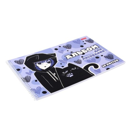 Album for drawing A4, 48 sheets on the crest "Romance", covered cartoon, matte lamination, 3D varnish, block 100 g/m2, mix-1