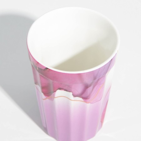 Ceramic faceted cramm "watercolor", 230 ml, white color-3