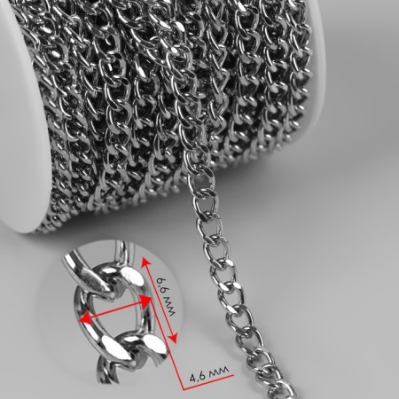 A chain for a bag, flat, iron, 4.6 × 6.6 mm, 10 ± 0.5 m, silver color-1