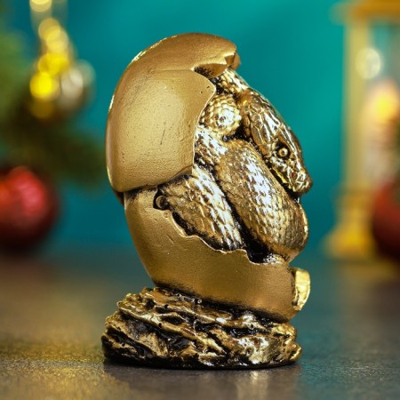 New Year. Symbol 2025. Figure "Snake in the egg" Gold, 4x4x7cm-3
