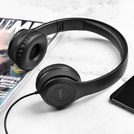 Hoco W21 headphones, wired, invoices, with a microphone, jack 3.5 mm, 1.2 m, black-3