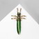 Brooch "Beetle" long-hung, black-green color in gold