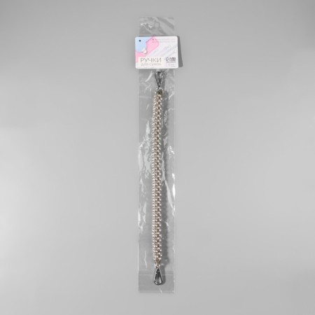 Handle for bag, cord from beads, 28 cm, silver color-6