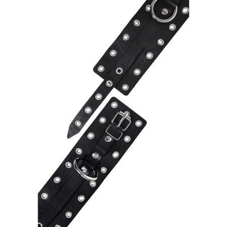 Single -layer shackles with Pecado BDSM eyelets, genuine leather, black-6