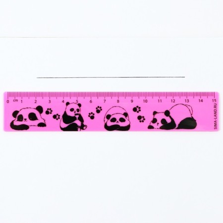 Plastic line 15 cm "panda", pink case-1