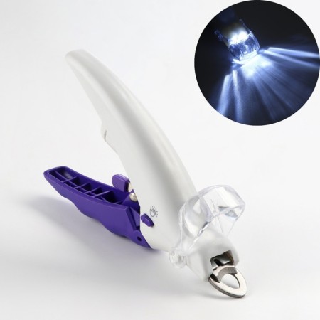 Clawers for animals, with LED flashlight and container for claws, batteries, white-violets.