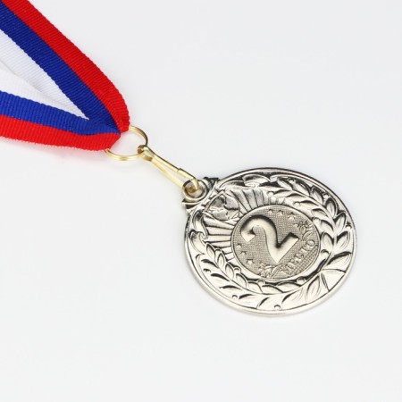 Prize medal 004 diam 5 cm. 2 place. Color ser. With a ribbon-3