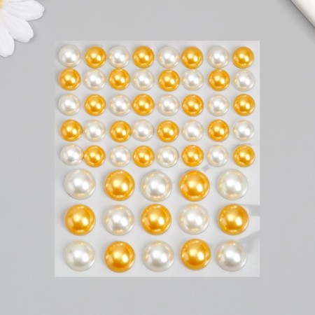 Sticker of plastic rhinestones "Half -dash of different sizes" white and orange 9.5x11 cm-1