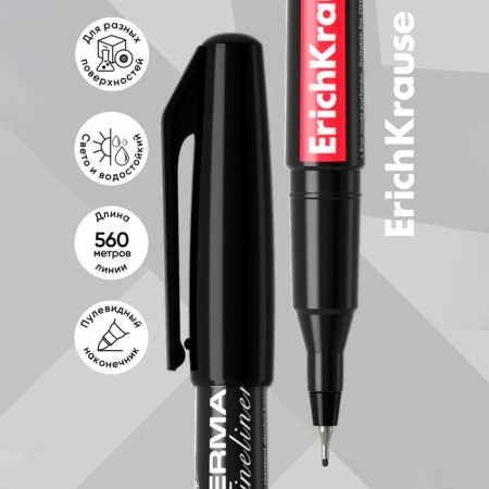 Marker - permanent Erichkrause FP -50, 0.6 mm, alcohol -based ink, light -resistant and waterproof, for any surfaces, black-1