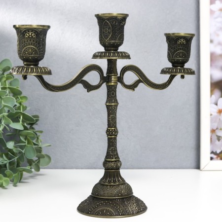 Summary Metal for 3 candles "Raja" Bronze 22.5x8x24 cm-1