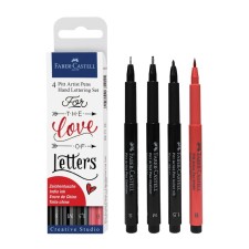 A set of capillary pens Faber-Castell Pitist Artist Pen Lettering 4 pieces, 0.3/0.7/1.5 mm/Brush
