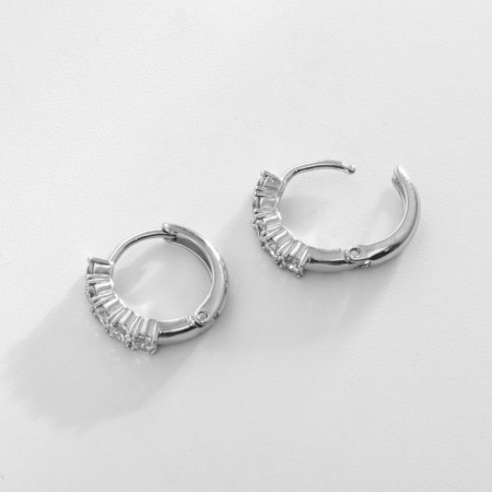 Hooping earrings Xuping diadem, white color in silver, d = 1.3 cm-1