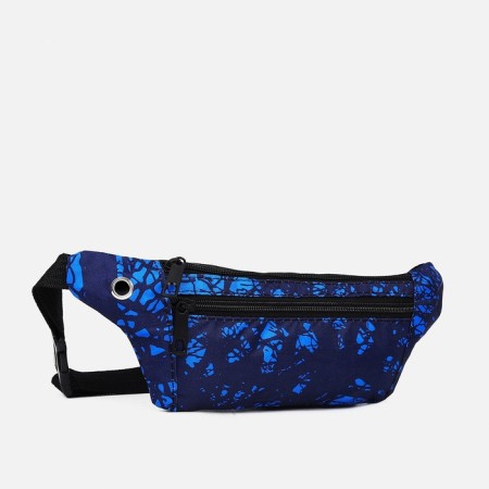 Zipper waist bag, outer pocket, USB connector, blue color-1