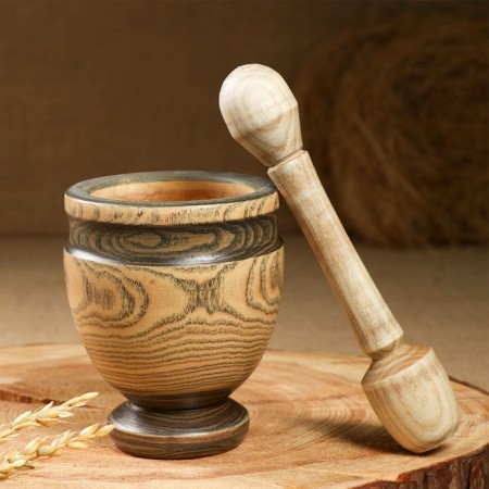 Set: a mortar with a pestle, ash, 13 cm, mix-13